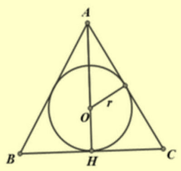 Cho tam giác đều \(ABC\) có đường tròn nội tiếp \(\left( {O;r} \right)\), cắt bỏ phần hình tròn và cho hình phẳng thu được quay quanh \(AO\). Trong các khẳng định sau, khẳng định nào đúng, khẳng định nào sai? 	ĐÚNG	SAI Thể tích khối tròn xoay thu được là \(\pi {r^3}\).		 Thể tích khối tròn xoay thu được bằng thể tích khối cầu có cùng bán kính với phần bị cắt bỏ.		 (ảnh 1)