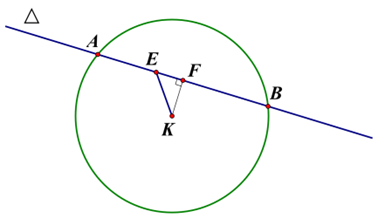 Trong không gian Oxyz, cho điểm \(E(2;1;3)\), mặt phẳng \((P):2x + 2y - z - 3 = 0\) và mặt cầu \((S)\): \({(x - 3)^2} + {(y - 2)^2} + {(z - 5)^2} = 36\). Gọi \(\Delta \) là đường thẳng đi qua \(E\), nằm trong mặt phẳng \((P)\) và cắt \((S)\) tại hai điểm A, B có khoảng cách nhỏ nhất. 	Đúng	Sai Điểm E nằm ngoài mặt cầu (S).		 Δ có một vectơ chỉ phương là \[\overrightarrow u  = ( - 1;1;0)\].		 A, B nằm trên đường tròn giao tuyến có tâm là hình chiếu vuông góc của I lên (P).		 (ảnh 1)