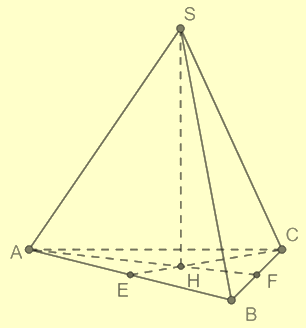 Cho khối chóp đều S.ABC có cạnh đáy bằng a, cạnh bên SA = 2a. Trong các khẳng định sau, khẳng định nào đúng, khẳng định nào sai? 	ĐÚNG	SAI SA ⊥ BC		 cosin góc giữa cạnh bên và mặt đáy bằng \(\frac{{\sqrt 5 }}{{15}}\)		 cosin góc giữa mặt bên và mặt đáy bằng \(\frac{{\sqrt 3 }}{6}\)		 (ảnh 1)