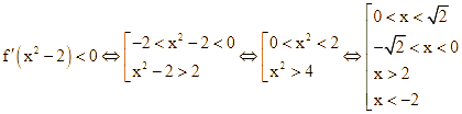 Hàm số y = f(x^2 - 2) nghịch biến trên khoảng nào dưới đây (ảnh 2)