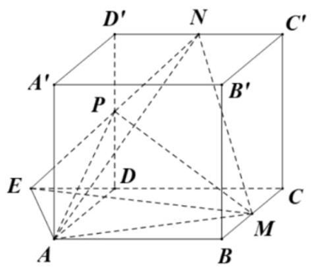 Cho hình hộp chữ nhật \(ABCD.A'B'C'D'\) có \(M,N,P\) lần lượt là trung điểm các cạnh \(BC,C'D',DD'\). Thể tích khối hộp chữ nhật \(ABCD.A'B'C'D'\) bằng 144. Kéo số ở các ô vuông thả vào vị trí thích hợp trong các câu sau: (ảnh 3)