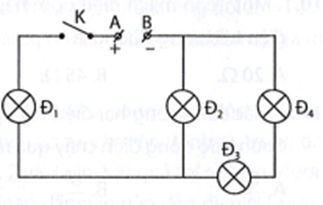 Trong mạch điện AB như hình bên, gồm các bóng đèn có hiệu điện thế và công suất định mức sao cho khi đóng công tắc điện, (ảnh 1)