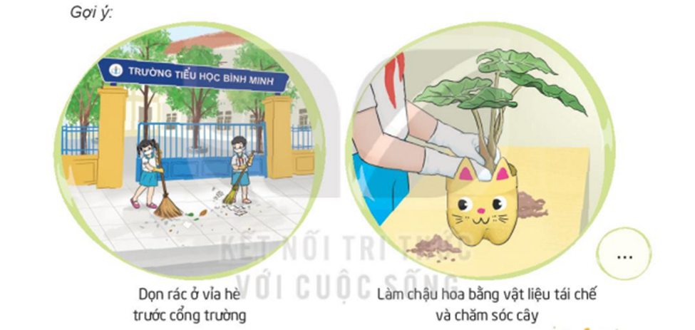 Giữ gìn trường học xanh, sạch, đẹp 1. Lập kế hoạch giữ gìn trường học xanh, sạch, đẹp - Thảo luận theo tổ về những việc (ảnh 1)