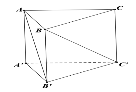 Cho hình lăng trụ tam giác đều ABC.A'B'C' có AB = a (ảnh 1)