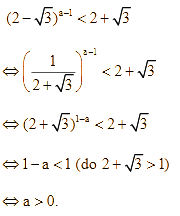 Nếu (2 - căn bậc hai 4)^ (a - 1) < 2 + căn bậc hai 3 (ảnh 2)