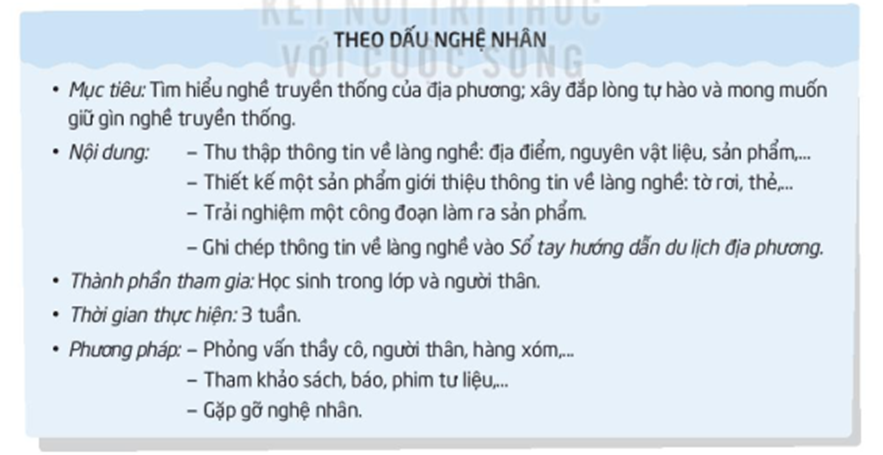 2. Tìm hiểu nghề truyền thống ở địa phương - Thảo luận nhóm về kế hoạch tìm hiểu nghề truyền thống ở địa phương. (ảnh 1)