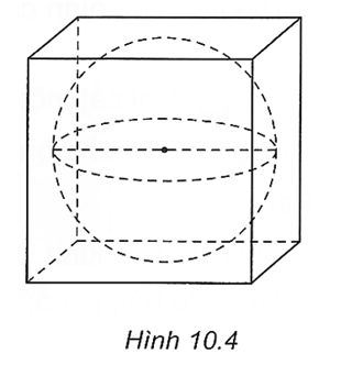 Một chiếc hộp hình lập phương có cạnh bằng 18 cm đựng vừa khít một quả bóng (ảnh 1)