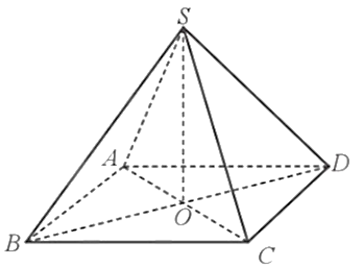 Cho hình chóp tứ giác đều S.ABCD có độ dài  (ảnh 1)