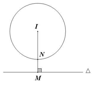 Cho số phức \({z_1}\) thỏa mãn \(|z - 1 - 2i{|^2} - |z + 1{|^2} = 1\) và số phức \({z_2}\) thỏa mãn \(|z - 3 - 3i| = 2\). Biết \(\left| {{z_1} - {z_2}} \right|\) đạt giá trị nhỏ nhất. (ảnh 2)