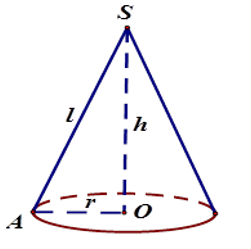 Gọi l, h, R lần lượt là độ dài đường sinh, chiều cao và bán kính đáy của hình nón. Đẳng thức nào sau đây luôn đúng? (ảnh 1)