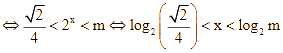 bất phương trình (2^(x - 2) - căn bậc hai 2)(2^x - m) < 0 (ảnh 3)