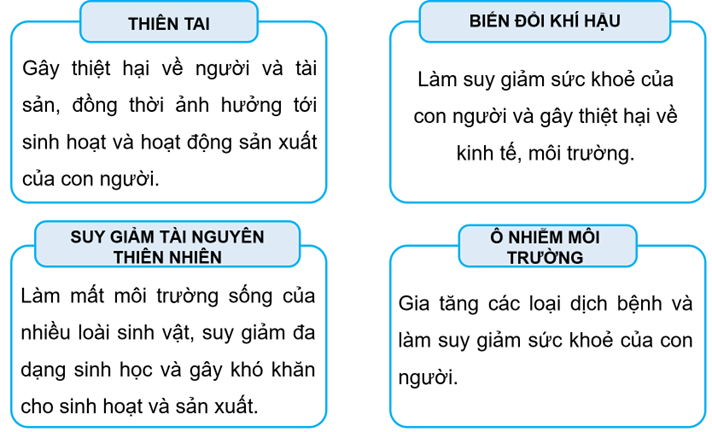 Viết vào thẻ dưới đây tác động của một số vấn đề về môi trường trên thế giới. (ảnh 2)