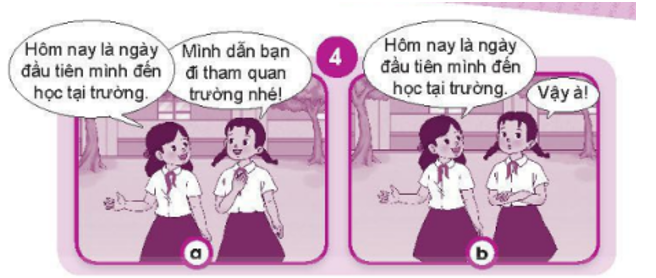 Quan sát tranh và thực hiện theo yêu cầu:  1. Tình huống nào thể hiện cách thiết lập quan hệ  (ảnh 4)