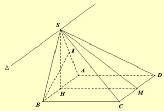 Cho hình chóp S.ABCD có đáy là hình chữ nhật với AB = 2a,BC = a, tam giác đều SAB nằm trên mặt phẳng vuông góc với đáy. Mỗi phát biểu sau đây là đúng hay  (ảnh 1)