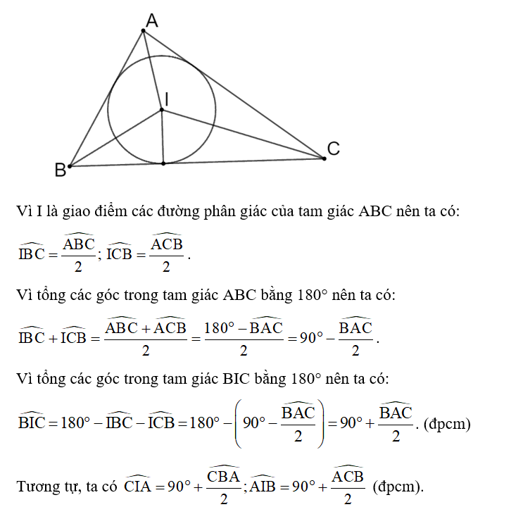 Cho tam giác ABC ngoại tiếp đường tròn (I). Chứng minh rằng: (ảnh 1)