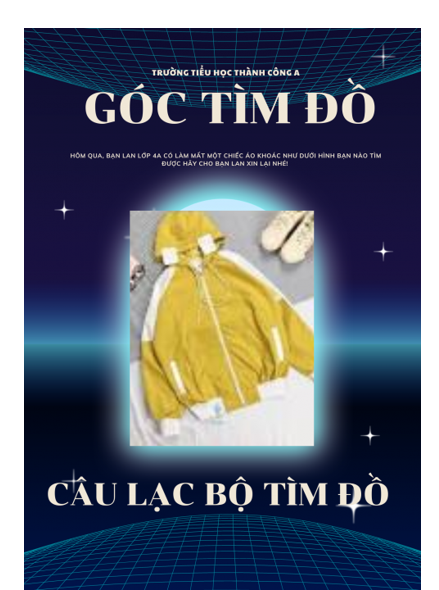 Em hãy cùng các bạn trong lớp thiết kế góc tìm đồ ( bút, thước, mũ, áo khoác,... ) (ảnh 1)