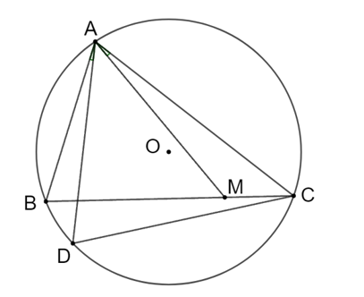 Cho tam giác nhọn ABC nội tiếp đường tròn (O). Cho điểm M trên cạnh BC (ảnh 1)