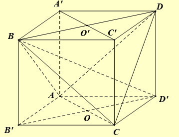 Cho tứ diện \(ABCD\) có \(AB = CD = b,AC = BD = c,AD = BC = d\). Gọi \(O,O'\) lần lượt là trung điểm của \({\rm{AC}}\) và \({\rm{BD}}\). Dựng hai hình bình hành \(ACC'A',BDD'B'\) sao cho \(A'C'\) nhận \(O'\) làm trung điểm, \(B'D'\) nhận \({\rm{O}}\) làm trung điểm. Nối các đoạn thẳng \(AA',BB',CC',DD'\), ta thu được hình hộp \(AB'CD'.A'BC'D\). Các phát biểu dưới đây là đúng hay sai? Phát biểu	ĐÚNG	SAI 1) \(AB'CD'.A'BC'D\) là hình hộp chữ nhật.		 2) Diện tích mặt cầu ngoại tiếp tứ diện \(ABCD\) bằng \(\pi \left( {{b^2} + {c^2} + {d^2}} \right)\)		 3) Thể tích khối tứ diện \({\rm{ABCD}}\) bằng \(\frac{{\sqrt {2\left( {{b^2} + {c^2} - {d^2}} \right)\left( {{b^2} - {c^2} + {d^2}} \right)\left( {{c^2} + {d^2} - {b^2}} \right)} }}{{12}}\)		 (ảnh 1)