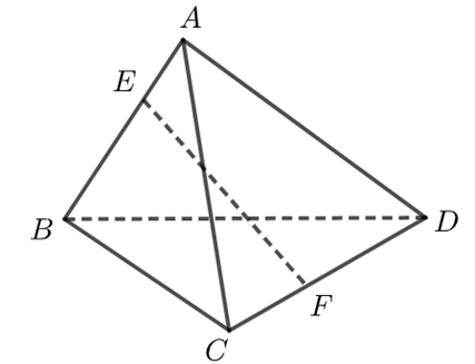 Cho tứ diện ABCD. Gọi E, F là các điểm lần lượt (ảnh 1)