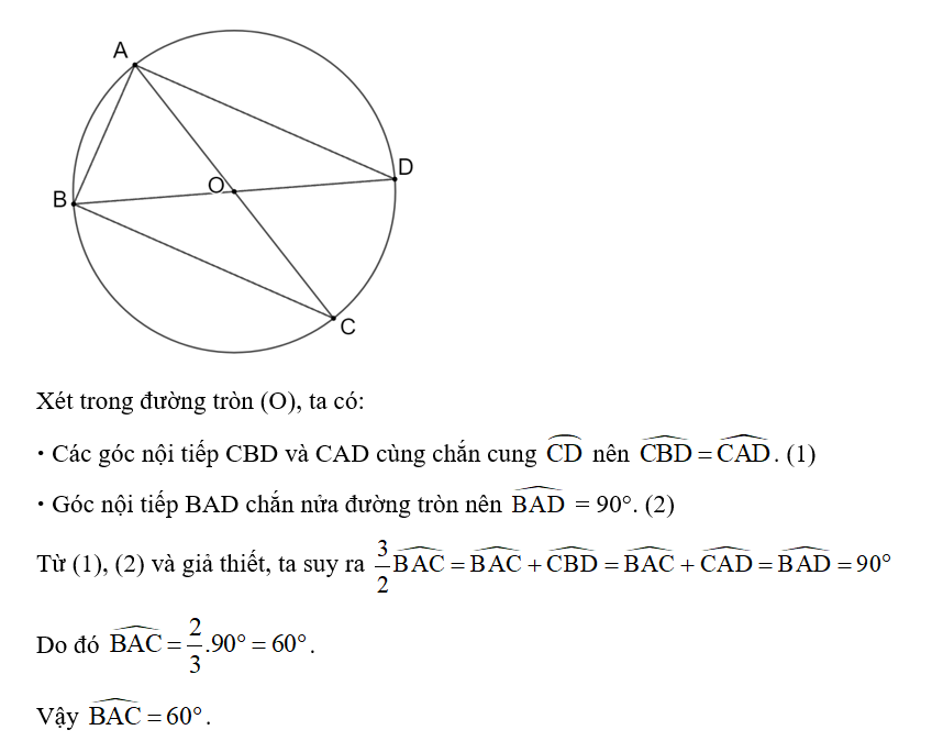Cho tam giác ABC vuông tại B nội tiếp đường tròn (O) và đường kính BD. (ảnh 1)