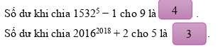 Số dư khi chia 1532-5 − 1 cho 9 là (ảnh 2)