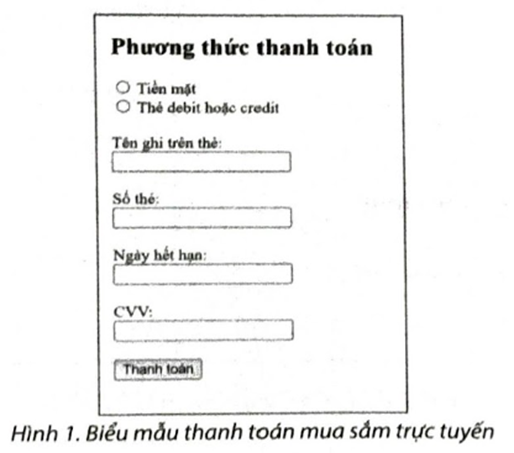 Em hãy tạo biểu mẫu cho phép người dùng nhập thông tin thanh toán như Hình 1   (ảnh 1)