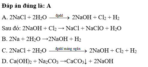 Cách nào sau đây không thu được NaOH sau phản ứng?  A. Điện phân dung dịch NaCl  (ảnh 1)