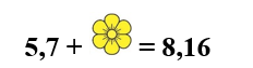 Bông hoa đã che mất số nào? 5,7 +   = 8,16 	A. 75,9	B. 2,46	C. 13,86	D. 7,59 (ảnh 1)