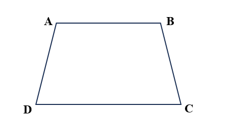 b) Hình thang ABCD có AB song song với CD. Đáy của hình thang là: 	A. AC; BD	B. AB; CD	C.  (ảnh 1)