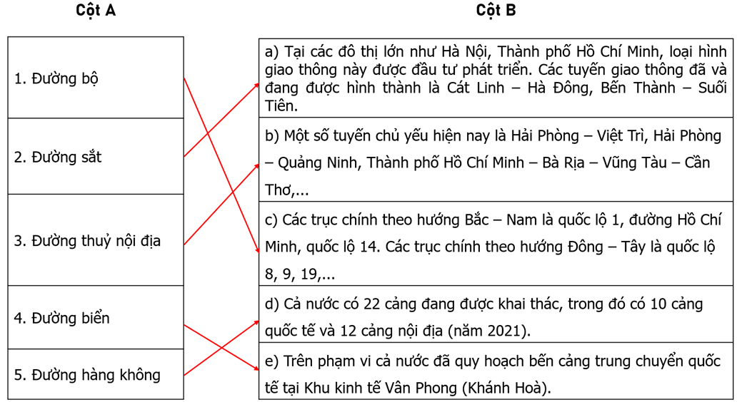 Nối các ý ở cột A với các ý ở cột B cho phù hợp với tình hình phát triển và phân bố các loại (ảnh 2)