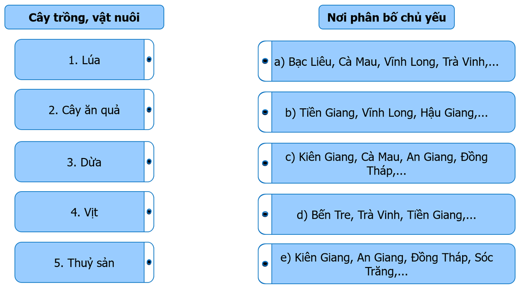 Dựa vào hình 20.2 trang 209 SGK, hãy ghép thông tin ở cột bên trái với thông tin ở cột bên phải (ảnh 1)