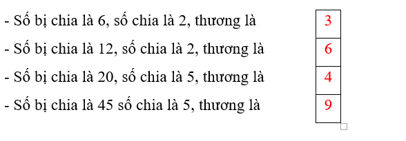 Số? - Số bị chia là 6, số chia là 2, thương là	 (ảnh 2)