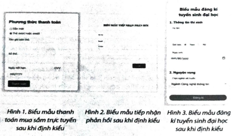 Em hãy định kiểu cho biểu mẫu đăng kí tuyển sinh trong Bài F5.4 như Hình 3.   (ảnh 1)