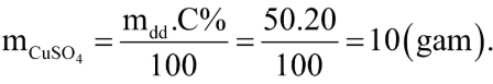 Từ muối CuSO4, nước cất và những dụng cụ cần thiết hãy tính toán và giới thiệu cách pha chế 50 gam dung dịch CuSO4 có nồng độ 20%. (ảnh 1)