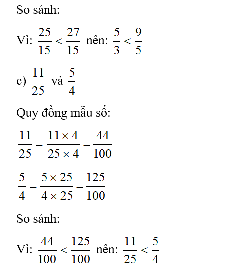 Quy đồng mẫu số các phân số sau rồi so sánh: (ảnh 3)