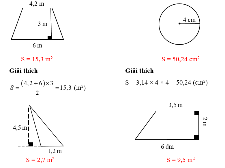 Số? Em hãy tính diện tích các hình dưới đây rồi ghi vào ô trống cho thích hợp (ảnh 2)