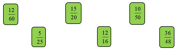Nối các phân số bằng nhau trong các phân số dưới đây. (ảnh 1)