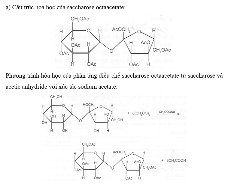 Saccharose octaacetate có công thức C28H38O19 hay (C2H3O2)8C12H14O3, là ester của (ảnh 1)