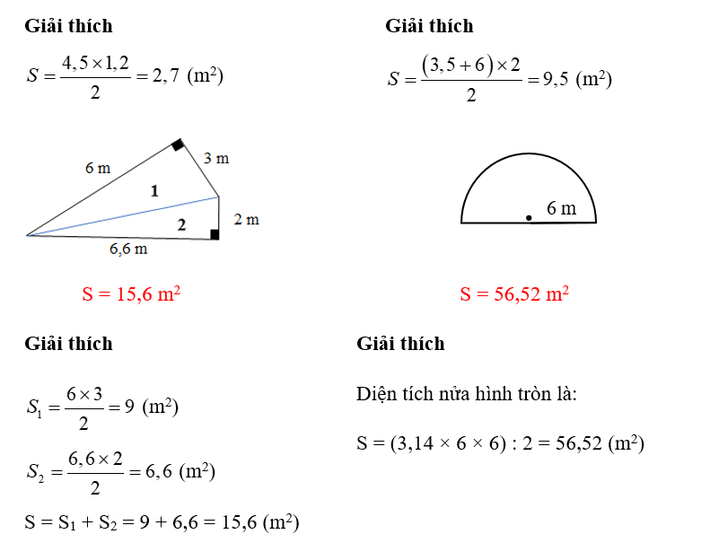 Số? Em hãy tính diện tích các hình dưới đây rồi ghi vào ô trống cho thích hợp (ảnh 3)