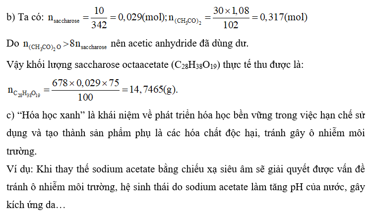 Saccharose octaacetate có công thức C28H38O19 hay (C2H3O2)8C12H14O3, là ester của (ảnh 2)