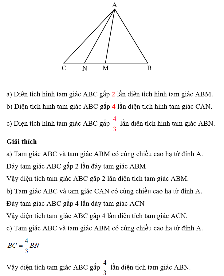 Điền số hoặc số thập phân thích hợp vào ô trống Cho hình tam giác ABC có M là  (ảnh 2)