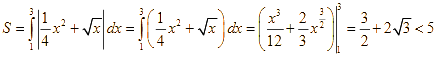 Cho hàm số y = f(x) = 1/4 x^2 +căn bậc hai x a) tích phân 1 đến 2 f(x) dx (ảnh 1)