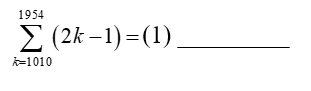 \(\sum\limits_{k = ...}^n {} \)là các ký hiệu dùng ký tự Hy Lạp dùng để chỉ tổng theo chỉ số nguyên chạy trên một dãy. Viết \(\mathop \sum \limits_{k = m}^n f\left( k \right)\) tức là chỉ tổng những số có dạng \(f\left( k \right)\) với \(k\) chạy từ \(m\) đến \(n\) (\(m,n\) là những số nguyên). Sử dụng ký hiệu này, hãy tính giá trị của tổng dưới đây, nhập kết quả vào ô trống: (1) _________ (ảnh 1)