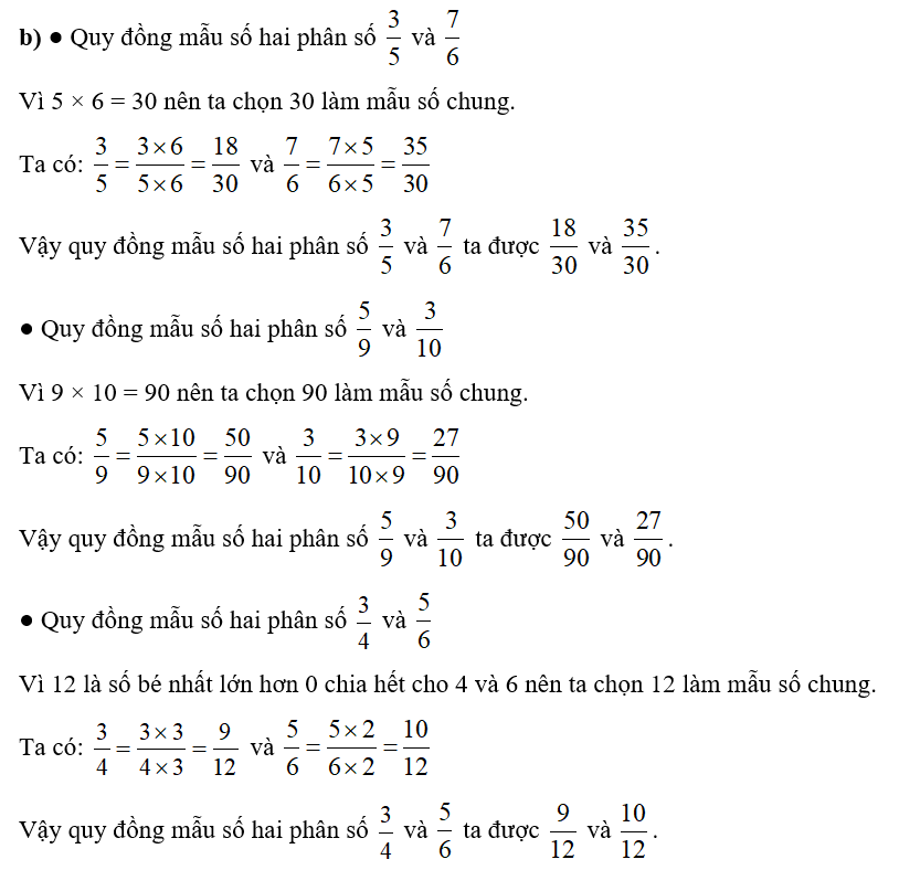 Quy đồng mẫu số các phân số:   (ảnh 3)