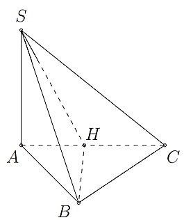 Cho hình chóp \(S.ABC\) có đáy là tam giác vuông tại \(B\), cạnh bên \(SA\) vuông góc với mặt phẳng đáy. Gọi \({\rm{H}}\) là trung điểm của \({\rm{AC}}\). (ảnh 1)