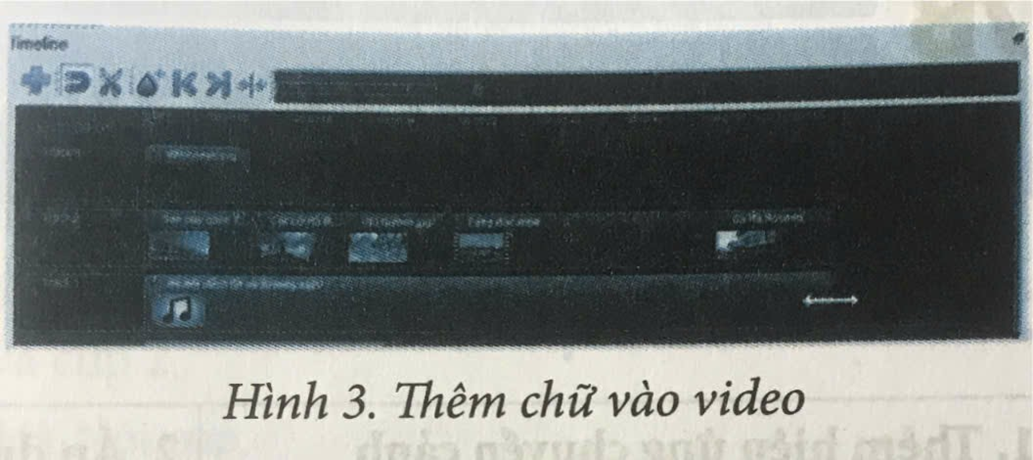 Từ Hình 3, em hãy sắp xếp các việc dưới đây theo thứ tự thực hiện để thêm dòng chữ 