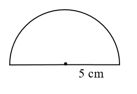 Chu vi của nửa hình tròn bán kính 5 cm là:  	A. 31,4 cm	 	B. 25,7 cm	 (ảnh 1)