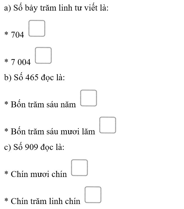 Đ, S? a) Số bảy trăm linh tư viết là: (ảnh 1)