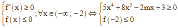 tham số m để hàm số y = |x^5 + 2x^4 - mx^2 + 3x - 20| (ảnh 2)