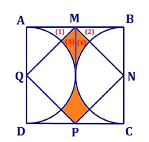 Cho hình vuông ABCD có M, N, P, Q lần lượt là trung điểm xủa AB, BC, CD, DA như hình vẽ.  (ảnh 2)